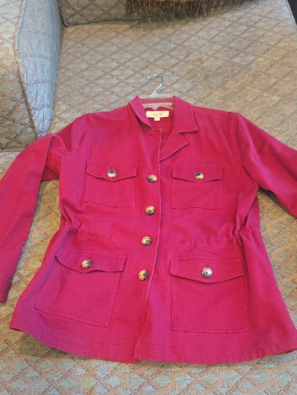 LOFT Red Utility Jacket with Button-Flap Pockets - Picture 7 of 7